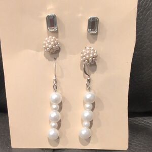 Silver and Pearl Drop Earrings